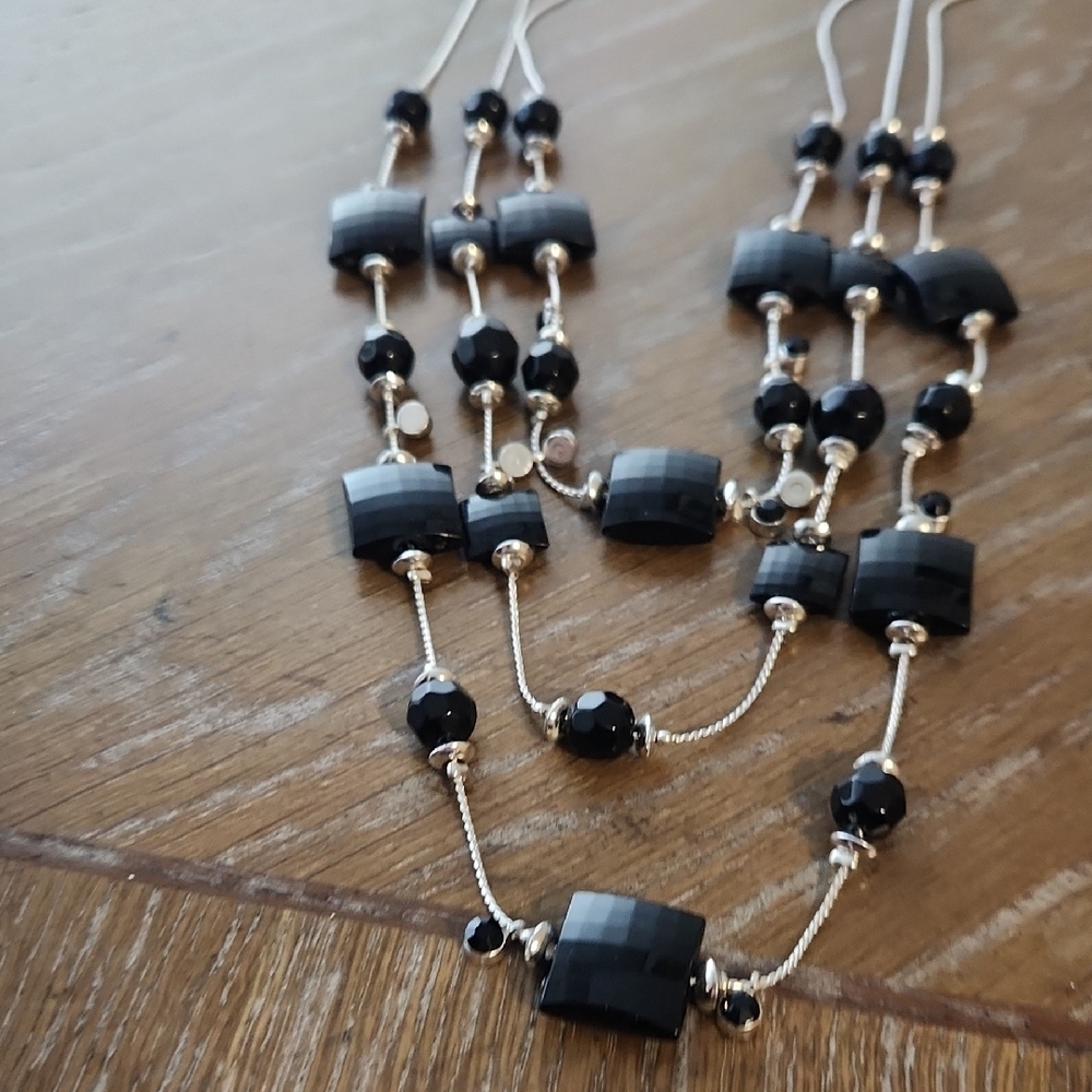 Black Bead Multi-Layer Necklace